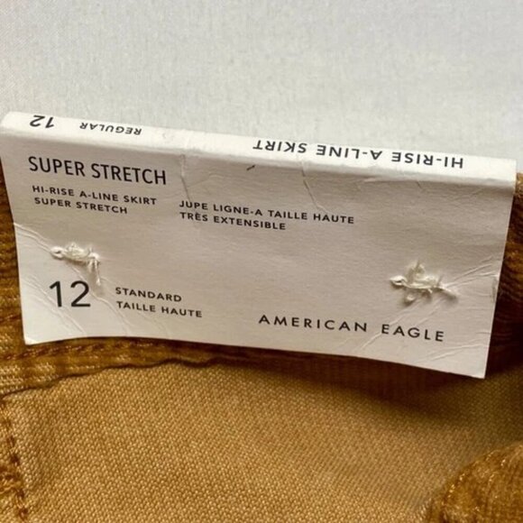 American Eagle Women's Skirt Corduroy Size 12 Golden Brown High Rise A-Line NWT - Picture 5 of 14